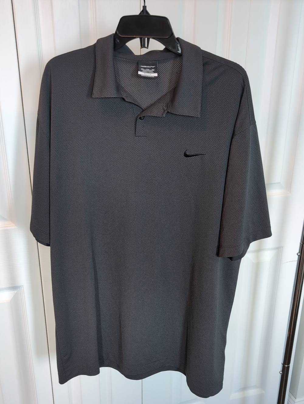Nike Men's Charcoal Gray Polo with Black Swoosh